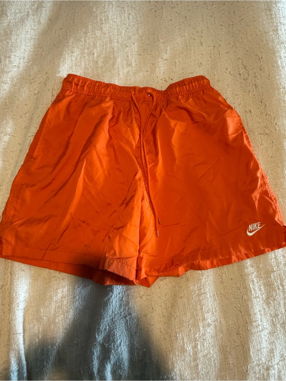 Nike Bright Orange Men's Athletic Shorts with Drawstring